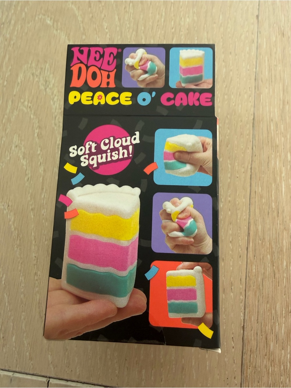 NeeDoh Peace O'Cake Colorful Cake Squishy Topper - Pink, Yellow, Blue, Cream - Picture 3 of 4